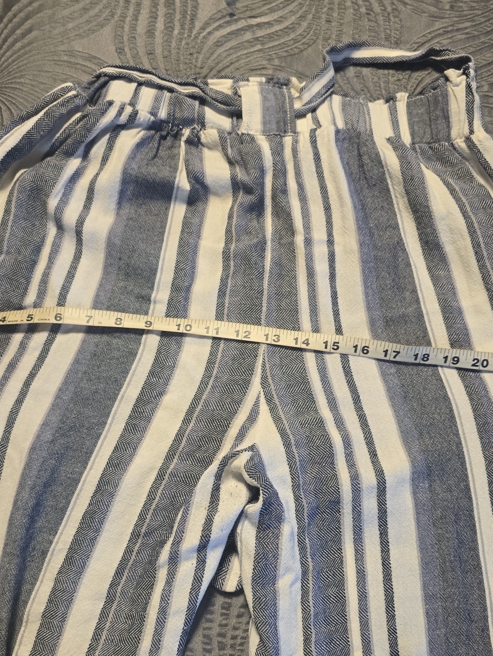Blue Striped Women Linen Pants - Picture 5 of 6